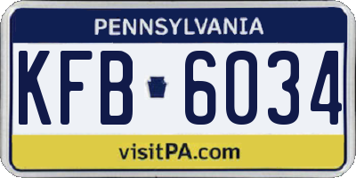 PA license plate KFB6034