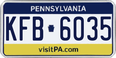 PA license plate KFB6035