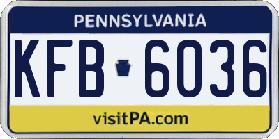 PA license plate KFB6036