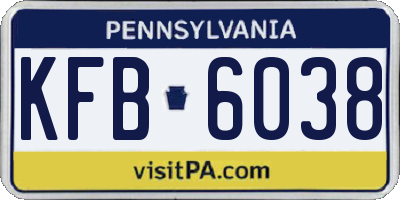 PA license plate KFB6038