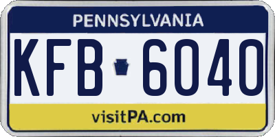 PA license plate KFB6040