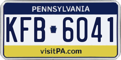 PA license plate KFB6041