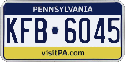PA license plate KFB6045