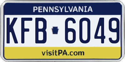 PA license plate KFB6049