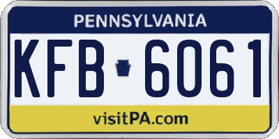 PA license plate KFB6061