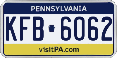 PA license plate KFB6062