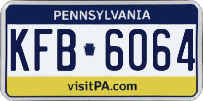 PA license plate KFB6064