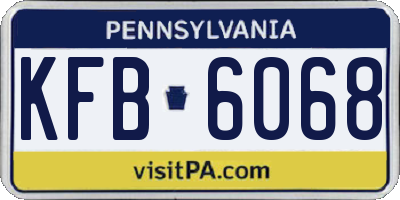 PA license plate KFB6068