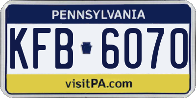 PA license plate KFB6070