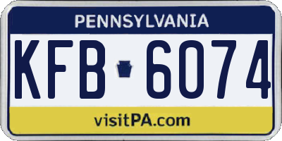 PA license plate KFB6074