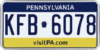 PA license plate KFB6078