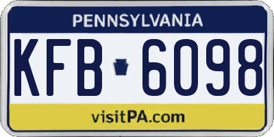 PA license plate KFB6098