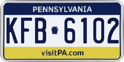 PA license plate KFB6102