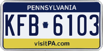 PA license plate KFB6103