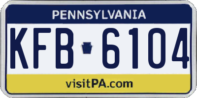 PA license plate KFB6104
