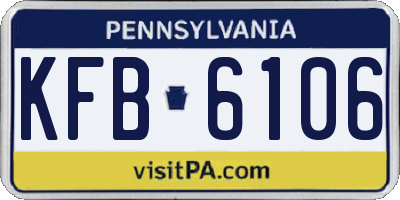 PA license plate KFB6106