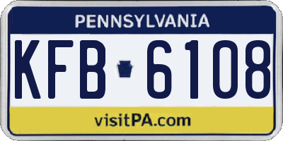 PA license plate KFB6108
