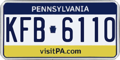 PA license plate KFB6110