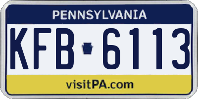 PA license plate KFB6113
