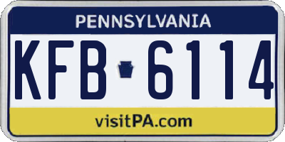 PA license plate KFB6114