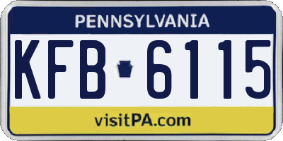 PA license plate KFB6115
