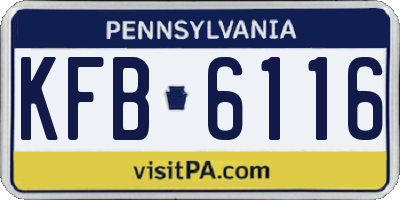 PA license plate KFB6116
