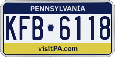 PA license plate KFB6118