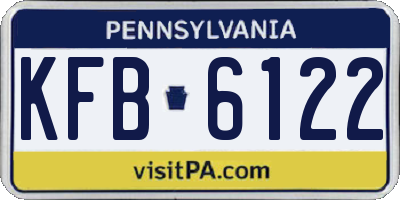 PA license plate KFB6122