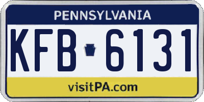 PA license plate KFB6131