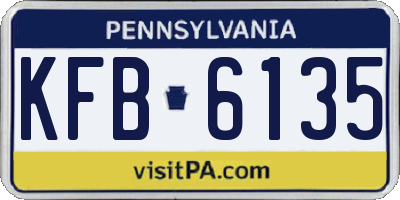 PA license plate KFB6135