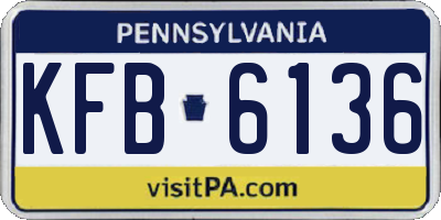 PA license plate KFB6136