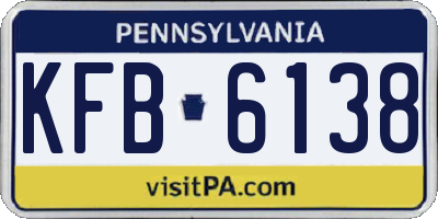 PA license plate KFB6138