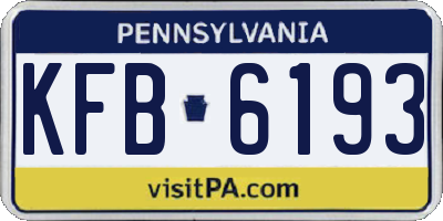 PA license plate KFB6193