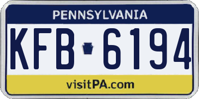 PA license plate KFB6194