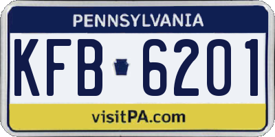 PA license plate KFB6201