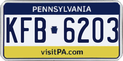 PA license plate KFB6203