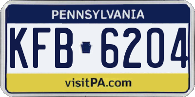 PA license plate KFB6204