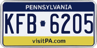 PA license plate KFB6205