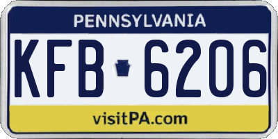PA license plate KFB6206