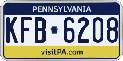 PA license plate KFB6208