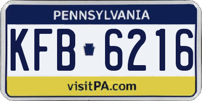 PA license plate KFB6216