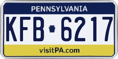 PA license plate KFB6217