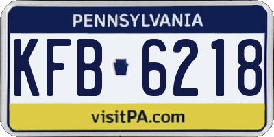 PA license plate KFB6218