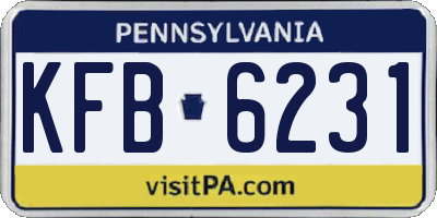PA license plate KFB6231