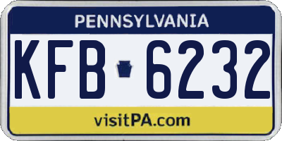PA license plate KFB6232