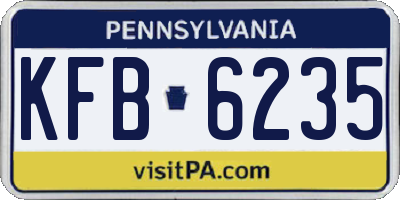 PA license plate KFB6235