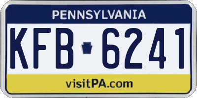 PA license plate KFB6241