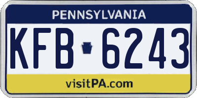 PA license plate KFB6243