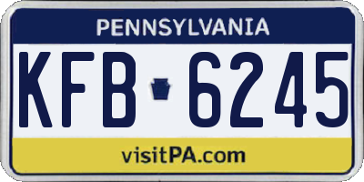 PA license plate KFB6245