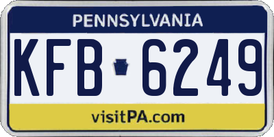 PA license plate KFB6249